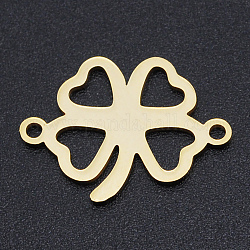 201 Stainless Steel Links connectors, Clovers, Golden, 19.5x14x1mm, Hole: 1.4mm