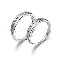 Shegrace coppia di anelli regolabili in argento sterling placcato rodio, battito cardiaco, taglia 925 e taglia 7, platino, 8 mm e 17 mm