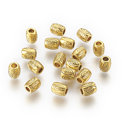 Tibetan Style Alloy Beads, Lead Free & Cadmium Free, Barrel, Antique Golden Color, about 7mm long, 6mm wide, hole: 2.5mm