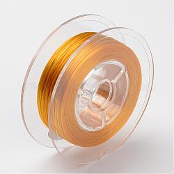 Stringa di cristallo elastico piatto tinto ecologico giapponese, filo per perline elastico, per realizzare bracciali elastici, piatto, goldenrod, 0.6mm, Circa 60m / rotolo (65.62iarde / rotolo)