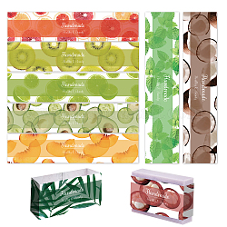 Pandahall elite 90pcs 9 couleurs étiquette en papier savon, rectangle avec fruits et mot, ruban de papier d'art enduit des deux côtés avec membrane tectoriale, pour emballage de savon, couleur mixte, 210x50mm