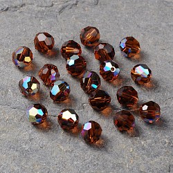 Austrian Crystal Beads, 8mm Faceted Round, Brown, AB, hole: 1mm