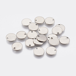 304 Stainless Steel Stamping Blank Tag Pendants, Flat Round, Stainless Steel Color, 10x1mm, Hole: 1.2mm
