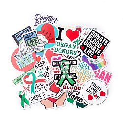 Donate Life Theme Waterproof Self Adhesive Paper Stickers, for Suitcase, Skateboard, Refrigerator, Helmet, Mobile Phone Shell, Word, 30~52x39~72x0.2mm, about 50pcs/bag
