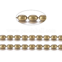 Messing-Kugelketten, ovale Perlenketten, langlebig plattiert, gelötet, mit Spule, Cadmiumfrei und Nickel frei und Bleifrei, Antik Bronze, 4.6x3 mm, ca. 150.91 Fuß (46m)/Rolle