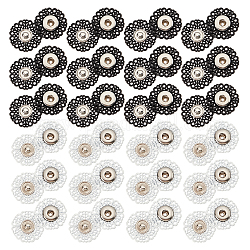 Nbeads 24 ensembles de boutons-pression de fleurs en alliage, noir et blanc vintage métal coudre sur boutons-pression attaches vêtements accessoires de couture fleur creuse couture boutons-pression boutons 21 mm (0.83 pouces)