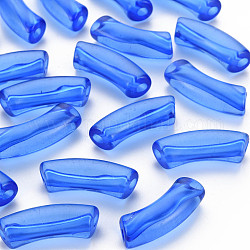 Transparent Acrylic Beads, Curved Tube, Royal Blue, 32x9.5x8mm, Hole: 1.8mm, about 330pcs/500g