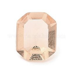 Pointed Back Glass Rhinestone Cabochons, Rectangle, Faceted, Bisque, 12x10x5~6mm