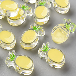 Abalorios de acrílico esmalte transparente, piña, amarillo champagne, 25x15x9mm, agujero: 3.5 mm