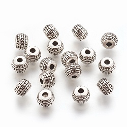 Séparateurs perles en alliage de style tibétain, rondelle, sans plomb et sans cadmium, argent antique, 7mm, Trou: 1mm