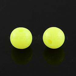 Perles en acrylique fluorescente, ronde, jaune, 12mm, Trou: 2mm, environ 500 pcs/500 g