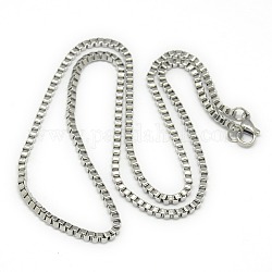 Unisex de moda 201 collares de cadena de la caja de acero inoxidable, con cierre de langosta, color acero inoxidable, 21.65 pulgada (55 cm)