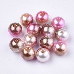 Rainbow ABS Plastic Imitation Pearl Beads, Gradient Mermaid Pearl Beads, Round, Saddle Brown, 5.5~6x5~5.5mm, Hole: 1.5mm, about 500pcs/50g