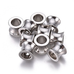201 perline europei in acciaio inox, perline con foro grande, vaso, colore acciaio inossidabile, 10x8mm, Foro: 6 mm