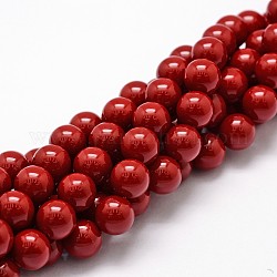 Fili di perline con guiscio, grado a, tondo, rosso scuro, 12mm, Foro: 1 mm, circa 34pcs/filo, 16 pollice