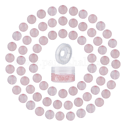 Braccialetti elastici fai da te sunnyclue che fanno kit, includere perle rotonde di quarzo rosa naturale, Filo di cristallo elastico, perline: 6~6.5 mm, Foro: 0.8~1 mm, 200pcs/scatola