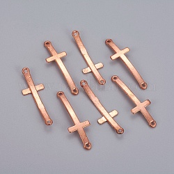 Alloy Links connectors, Cadmium Free & Lead Free, Sideways Cross, Rose Gold, 43x14x2mm, Hole: 2mm