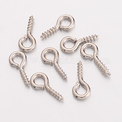 Iron Screw Eye Pin Peg Bails, For Half Drilled Beads, Lead Free & Nickel Free, Platinum, 8x4x1mm, Hole: 2mm, about 672pcs/50g