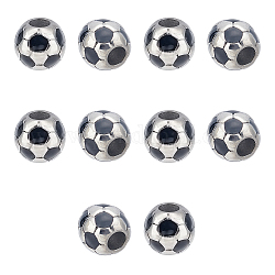 UNICRAFTALE 10pcs Football Beads Stainless Stee Soccer Ball European Beads Sports 5mm Large Hole Enamel Beads for Bracelet Jewelry Making