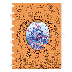 Libro di cartoline commemorative in legno, rettangolo, tartaruga di mare, 180~200x130~150x3mm