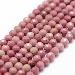 Natur Rhodonit Perlen Stränge, facettiert, Runde, 4 mm, Bohrung: 1 mm, ca. 86 Stk. / Strang, 14.3 Zoll