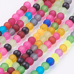 Frosted Glass Beads Strands, Round, Mixed Color, 4mm, Hole: 0.5mm, about 108pcs/strand, 16 inch