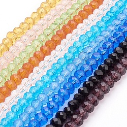 Handmade Glass Beads, Faceted Rondelle, Mixed Color, 6x4mm, Hole: 1mm, about 90~93pcs/strand