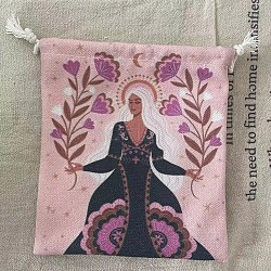 Bolsa de almacenamiento de cartas de tarot, tarot de tela mochilas de cuerdas, rectángulo con patrón de mujer, rosa, 18x13 cm