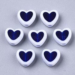 Perline acrilico trasparente, bordo opaco, cuore, blu scuro, 7.5x8.5x4mm, Foro: 1.8 mm, circa 2700pcs/500g