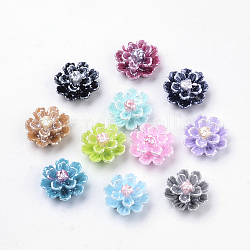 Imitation Pearl Resin Cabochons, Flower, Mixed Color, 9.5x9x5.5mm