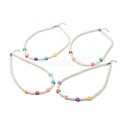 Vetro collana di perle perline, collana di perle di argilla polimerica a forma carina per ragazze adolescenti, colore acciaio inossidabile, colore misto, 17.7 pollice (45 cm)