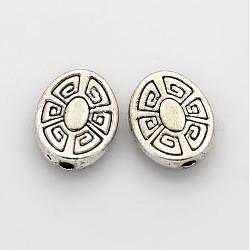 Perline in lega stile tibetano, ovale, cadmio & nichel &piombo libero, argento antico, 11x9x4mm, Foro: 2 mm