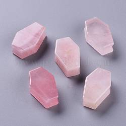 Perlas naturales de cuarzo rosa, ataúd, sin agujero / sin perforar, de alambre envuelto colgante de decisiones, 33x21x12mm