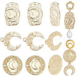 Creatcabin diy kit de búsqueda para hacer joyas lunares, Incluye colgantes y conectores de eslabones rectangulares, de cuerno y de aleación redondos y planos., real 16k chapado en oro, 18 unidades / caja