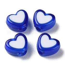 Herz Acryl-Perlen, Perle in Perlen, Blau, 7x8x4 mm, Bohrung: 1.8 mm, ca. 2777 Stk. / 500 g