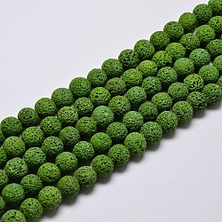Runde Perlenstränge aus natürlichem Lavastein, gefärbt, grün, 6 mm, Bohrung: 1 mm, ca. 63 Stk. / Strang, 15.7 Zoll