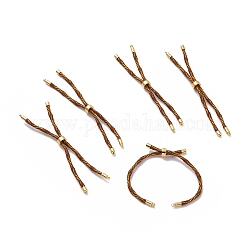 Bracciali in cordoncino di nylon, per la realizzazione di braccialetti con ciondoli connettore, con placcatura a cremagliera in ottone dorato, placcato di lunga durata,  cadmio& piombo libero, tan, 8-5/8~9 pollice (22~22.8 cm), 0.3cm, Foro: 2.6 mm