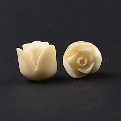 Perles de résine époxy opaques, rose, mousseline de citron, 11x10.5mm, Trou: 1.2mm
