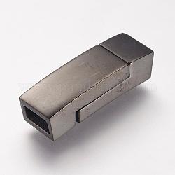 304 Stainless Steel Magnetic Clasps with Glue-in Ends, Rectangle, Gunmetal, 24x8x6mm, Hole: 3X6mm