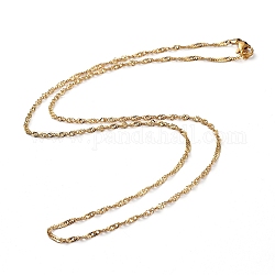 304 de acero inoxidable singapur collares de cadena, collares de cadena de ondas de agua, con cierre de langosta, dorado, 19.88 pulgada (50.5 cm)