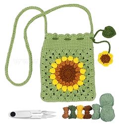 DIY Sunflower Bag Knitting Kits for Beginners, Include Crochet Hooks, Polyester Yarn, Crochet Needle, Stitch Markers, Scissor, Instrction, Colorful, 25x18.5x8.5cm