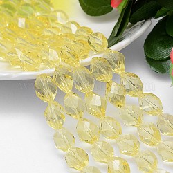Chapelets de perles de cristal autrichien imitation polyèdre à facettes, grade AAA, jaune clair, 9x6mm, Trou: 0.7~0.9mm, Environ 45 pcs/chapelet, 15.7 pouce