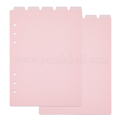 Hojas divisorias de índice para cuaderno en disco de plástico esmerilado A5, Separador de lengüetas de 6 orificio para carpeta, Rectángulo, rosa, 219x148x0.3mm, agujero: 6 mm, 5 hojas / set