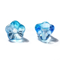 Perles de verre tchèques transparentes, fleur, bleu profond du ciel, 8.5x6.5mm, Trou: 1mm, environ 237~243 pcs / sachet 