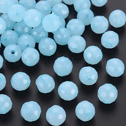 Abalorios de acrílico de la jalea de imitación, facetados, redondo, luz azul cielo, 10x9.5mm, agujero: 1.8 mm, aproximamente 890 unidades / 500 g