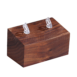 木製カップルリングディスプレイスタンド  木製指輪ホルダー  長方形  ココナッツブラウン  4.5x8x4.5cm