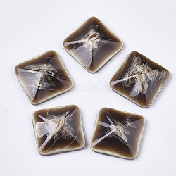 Cabochons in resina, gemstone imitato, quadrato, caffè, 20x20x6.5mm