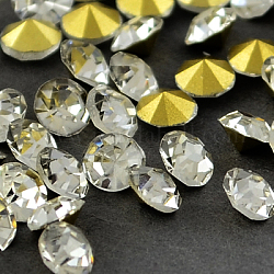 Strass en verre pointé , dos plaqué, diamant, cristal, 3.0~3.2mm, environ 144 pcs / brut