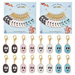 NBEADS 24 Pcs Skull Stitch Markers, Enamel Alloy Crochet Stitch Marker Charms Lobster Claw Clasps Locking Stitch Marker for Knitting Weaving Sewing Accessories Handmade Jewelry