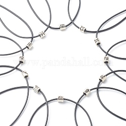 12 Constellations Alloy Beads Pendant Necklaces Sets, with Leather Cord, Platinum, 14.57 inch(37cm), 12Pcs/set